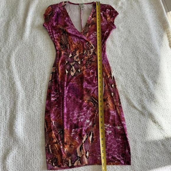 Vintage Cache Snakeskin Print Bodycon Wrap Style Dress Size S - Picture 8 of 10